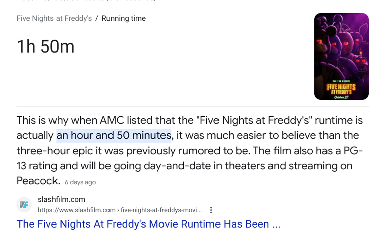 FNAF Movie Runtime Was Removed from Rotten Tomatoes 