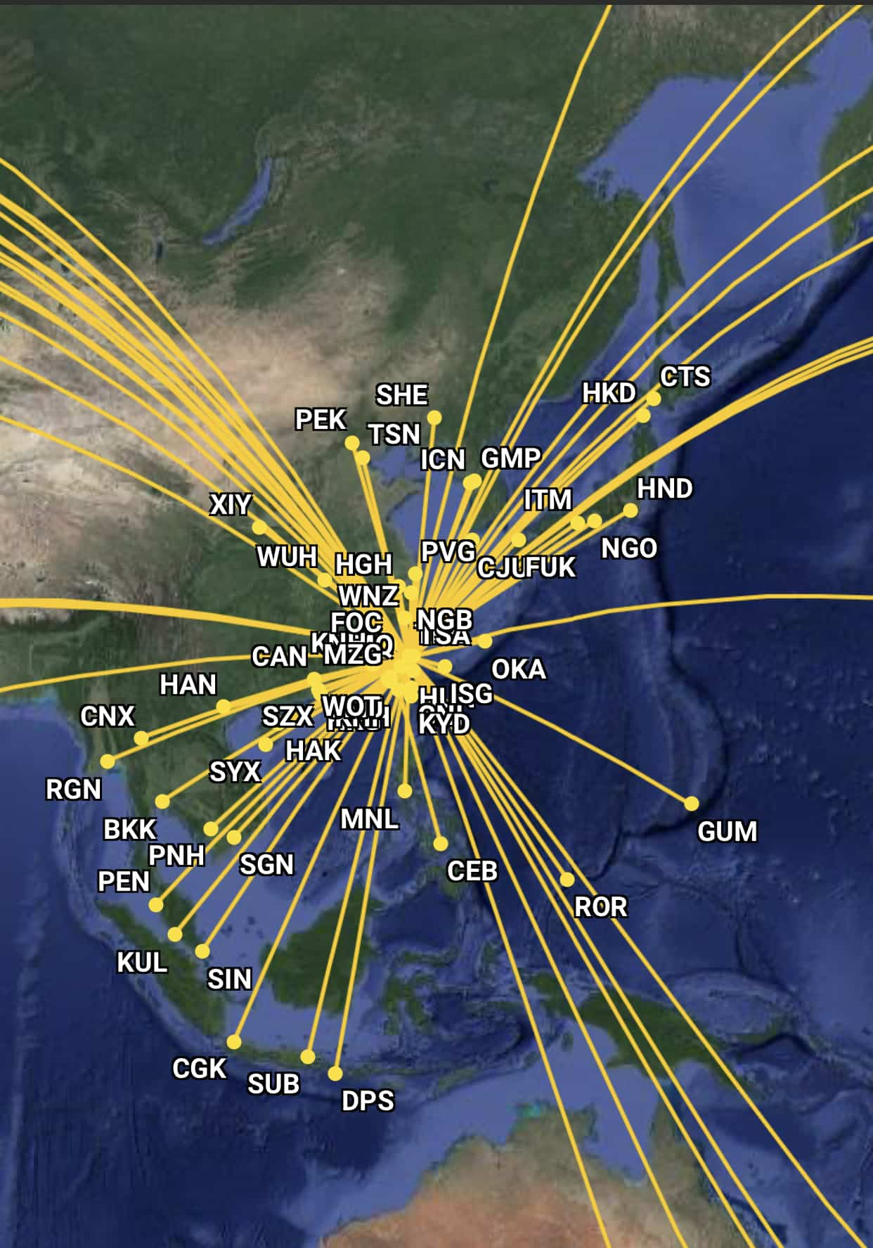 Updated version of my Airlines' route (I use Great Circle Map to do ...