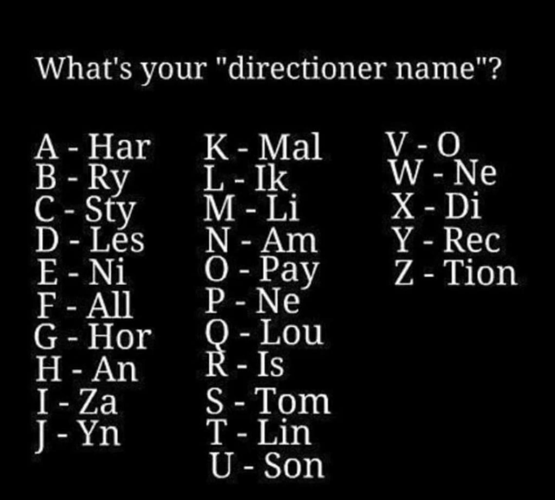 What Is Your Directioner Name Mine Is Lesnininelinza Haroharamhar Fandom