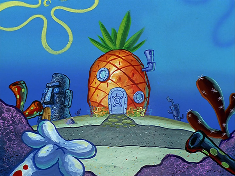 Who lives in a pineapple under the sea