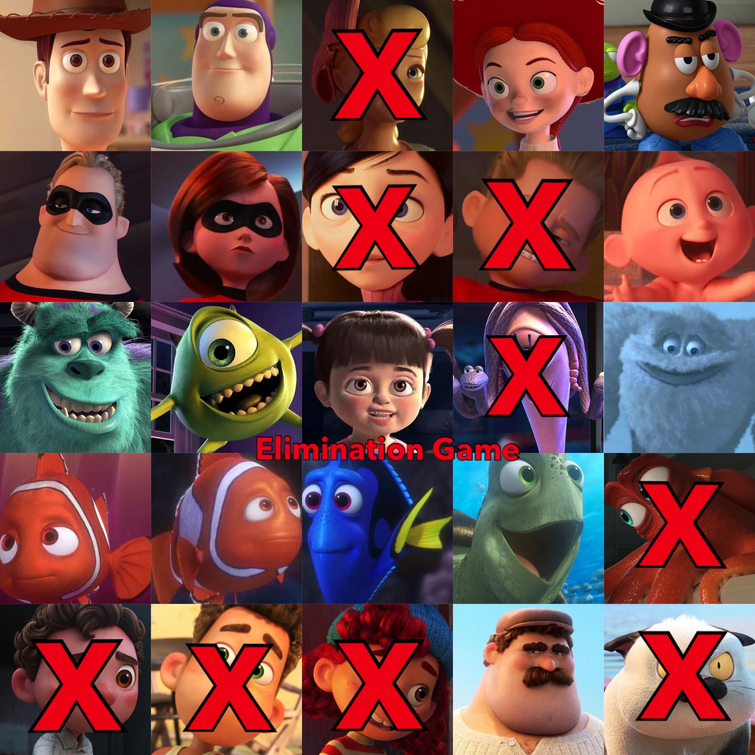 list of all pixar characters