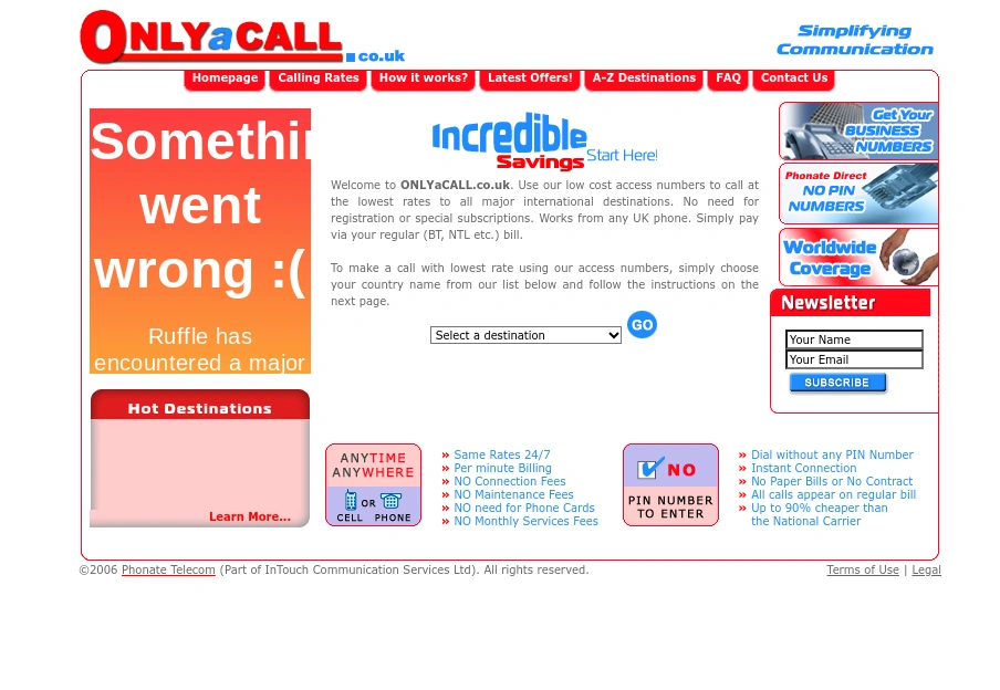 The onlyacall.co.uk website back in March of 2008 | Fandom