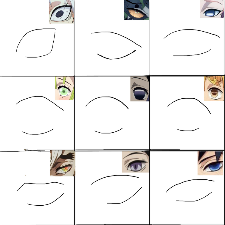 How To Draw Anime - Different Anime Eye Shapes. (Eye Reference)