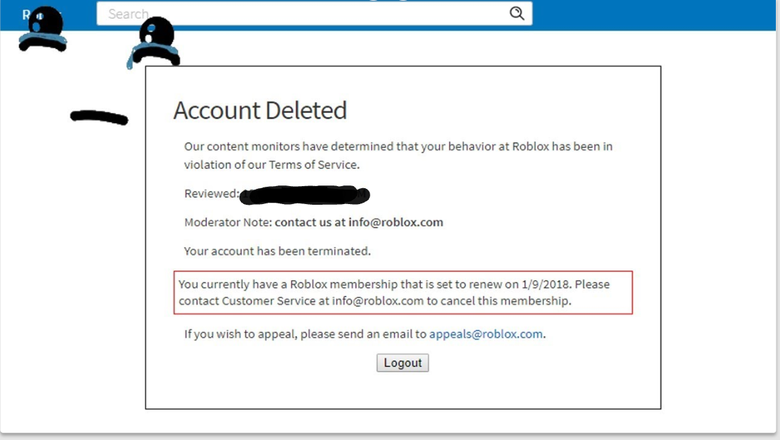 Account Banned Fandom - roblox terminated account