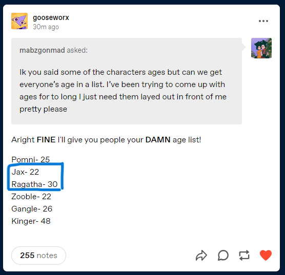 ages for the six humans in digital circus Fandom
