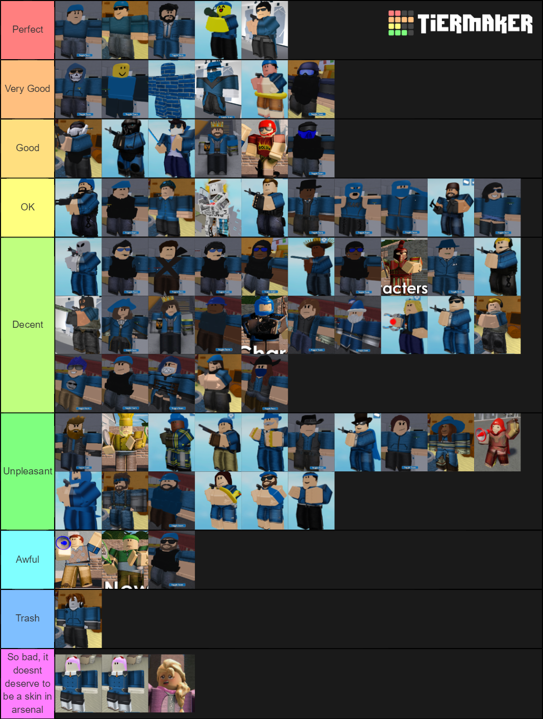 Roblox Arsenal All female Skins Tier List (Community Rankings) - TierMaker