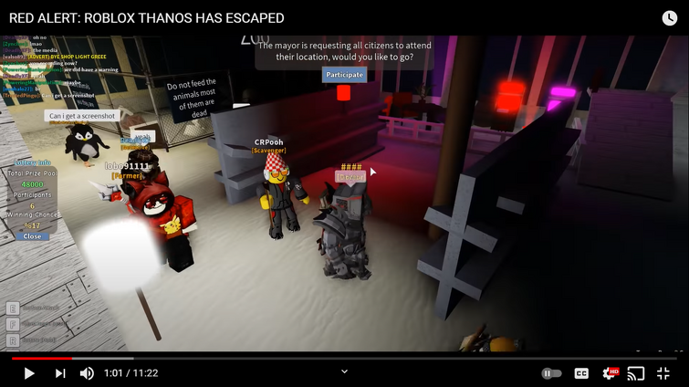 I Found Crpooh In A Ruben Sim Video Fandom - red alert roblox thanos has escaped