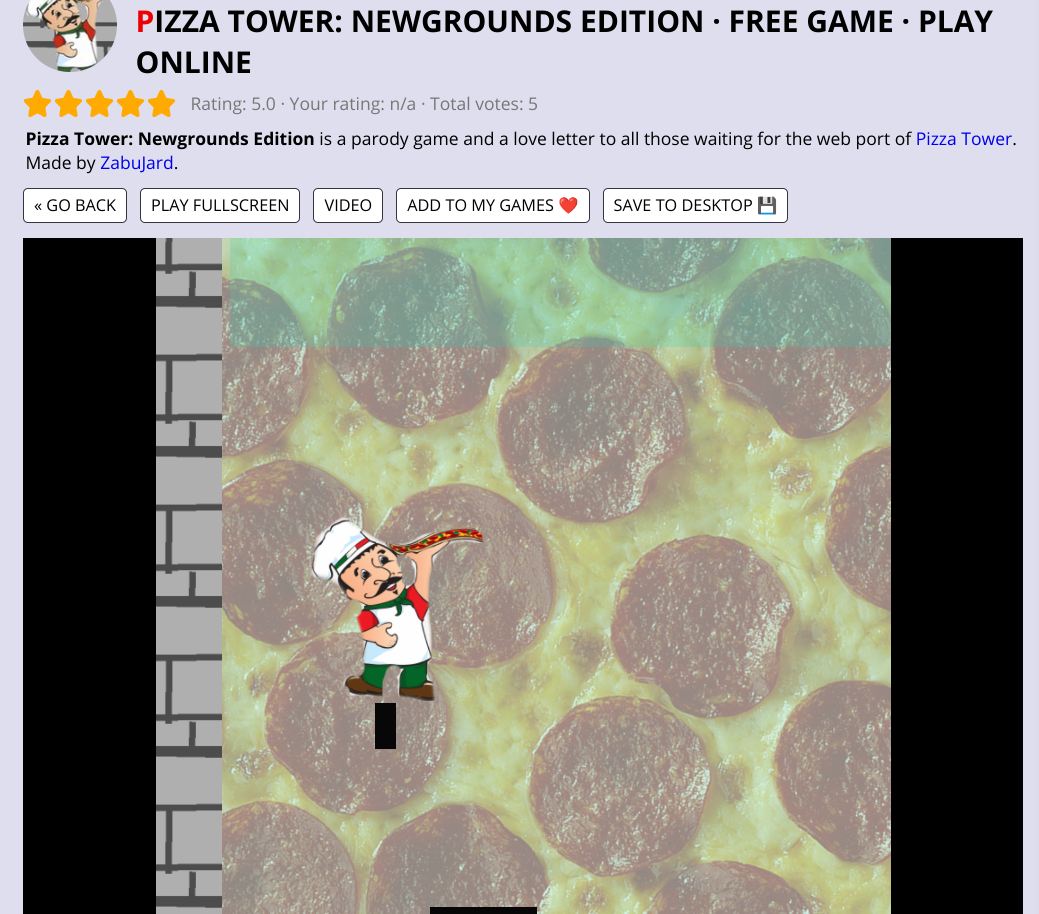 Pizza Tower: Newgrounds Edition