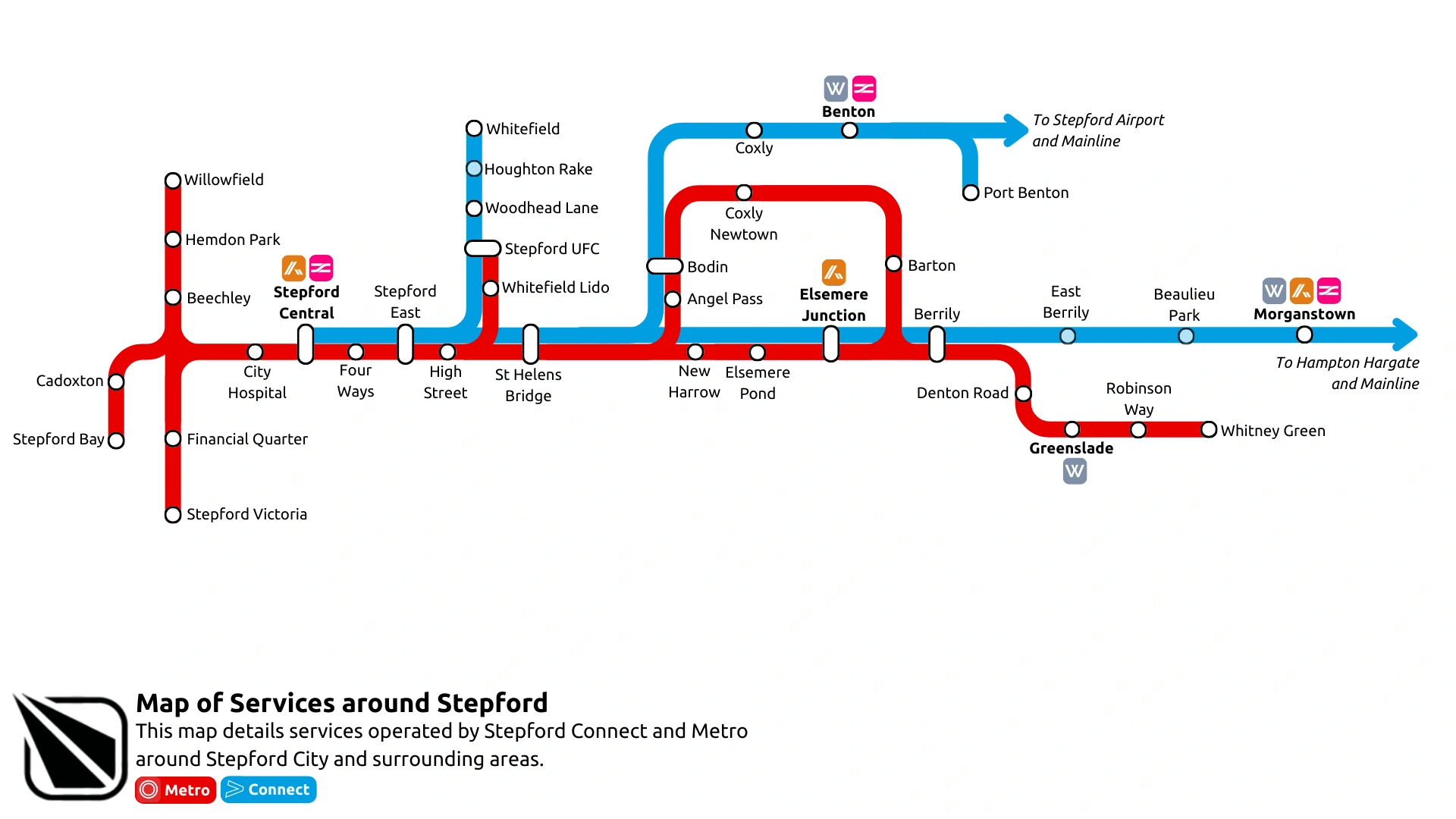 Local map of Stepford County, but I altered services + Route revamp ...