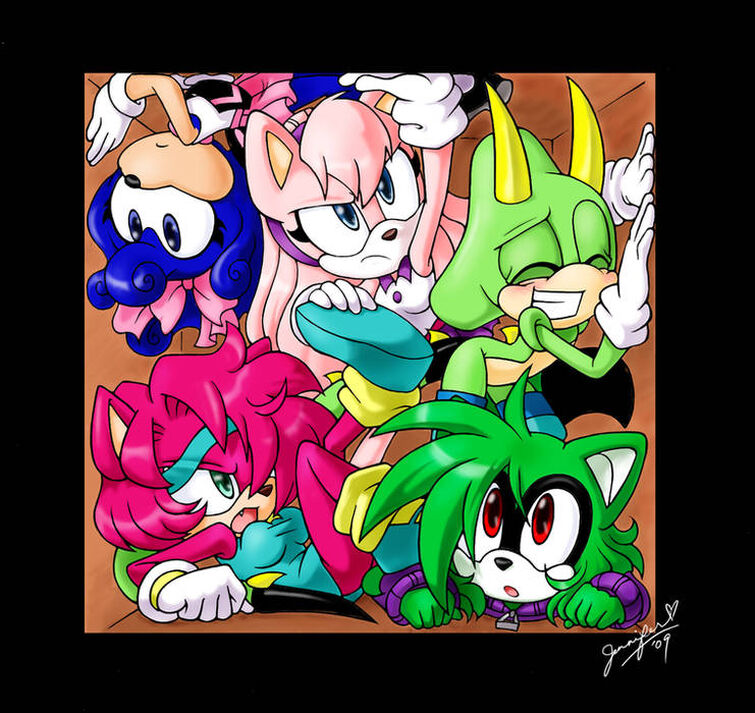 180695 - safe, artist:chibi-jen-hen, mighty the armadillo (sonic), canon x  oc, oc, oc:crystal the cat, armadillo, cat, feline, mammal, archie sonic  the hedgehog, sega, sonic the hedgehog (series), 2015, bandage, blue eyes