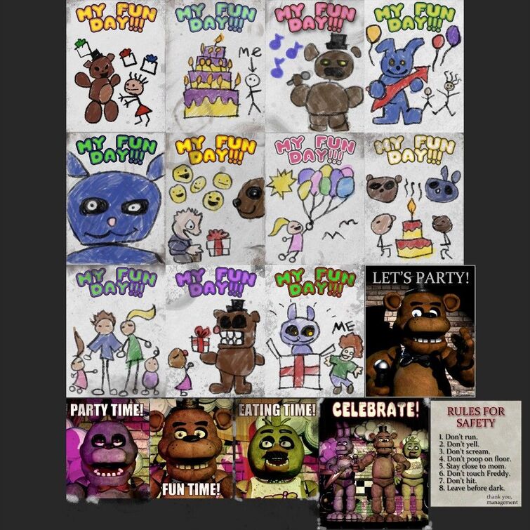 You all seemed to like my FNaF 1 group drawing, so here's some individual  stickers! Feel free to use them as profile pictures or what not WITH CREDIT  (and please ask me