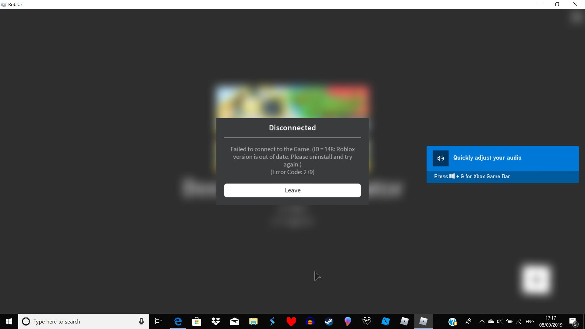 Failed to connect game id 17 roblox. 279 РОБЛОКС. Ошибка 279 в РОБЛОКС. Roblox Error code. Ошибка 148 РОБЛОКС.