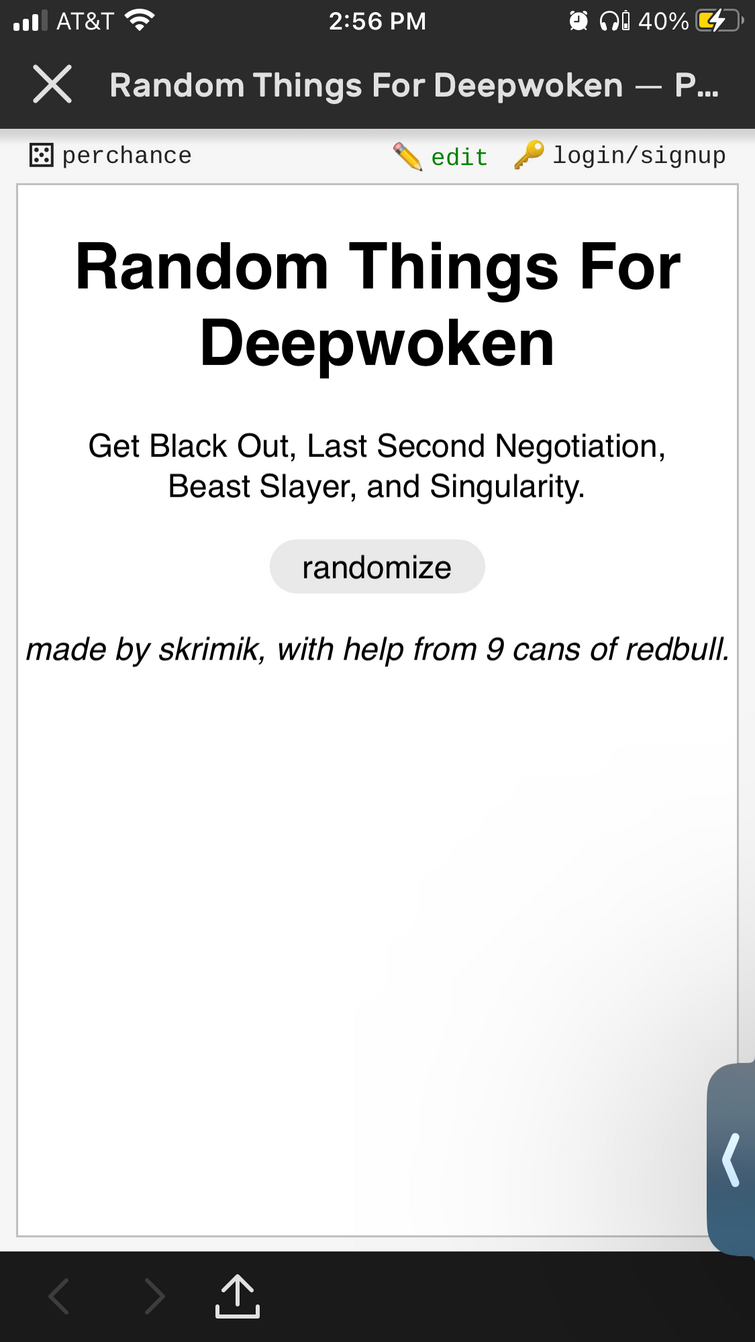 Deepwoken Randomizer Challenge ― Perchance Generator
