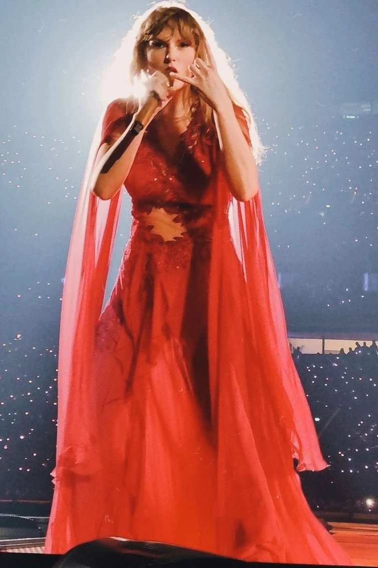 strapless open back dress Eras Tour Acoustic Set Eras Outfit Sticker, Pink Cap Sleeve Eras Dress  Sticker main image 0