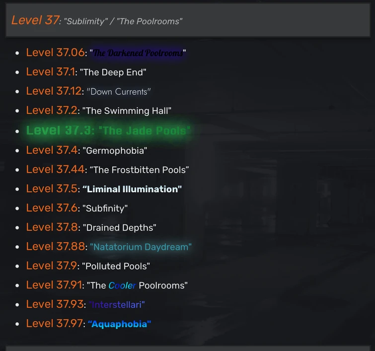 Level 37 sublevel list comparison | Fandom