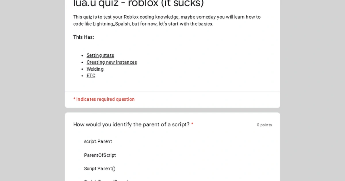Made a useless scripting quiz because im stupid | Fandom