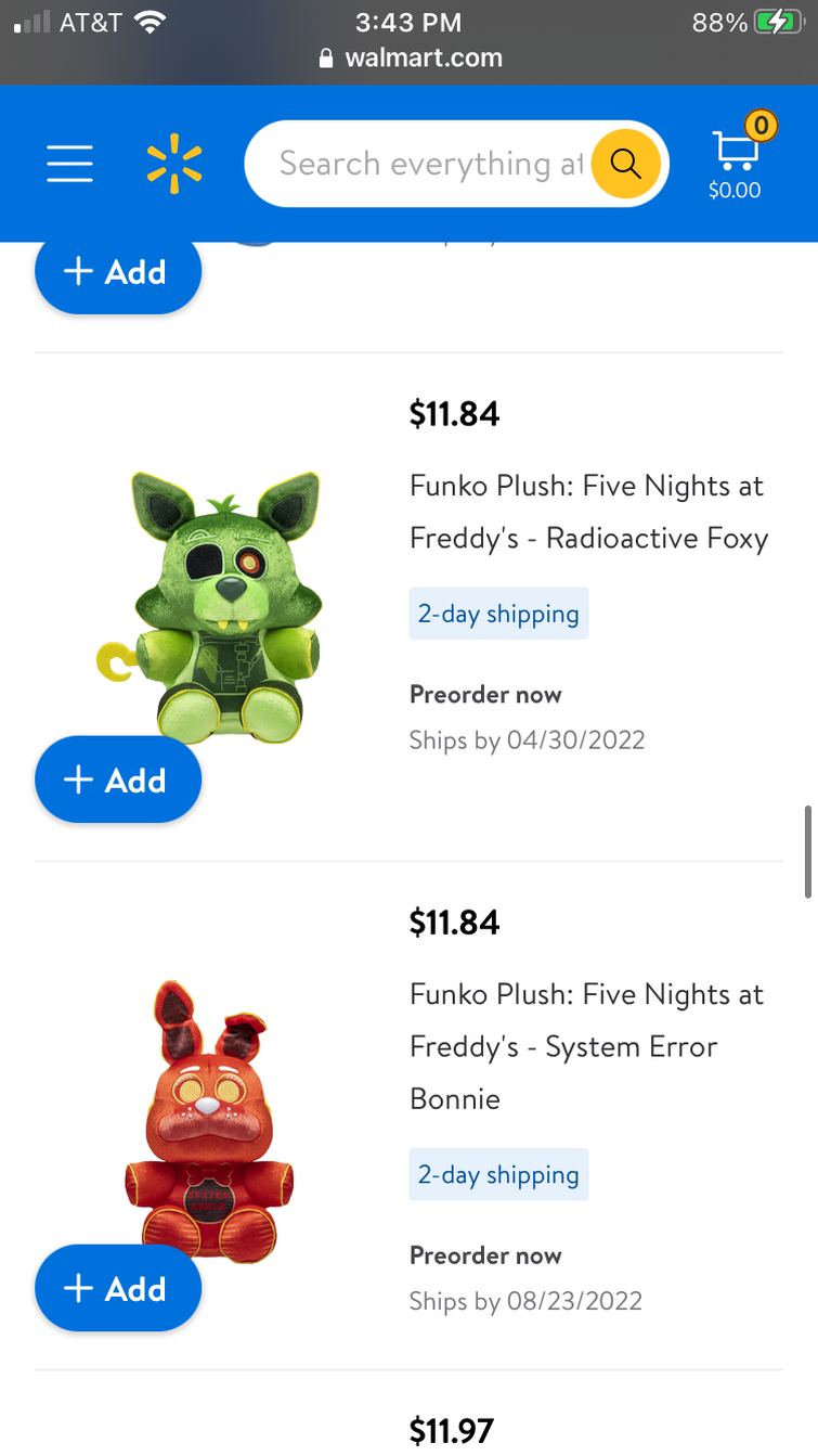 Funko Plush: Five Nights at Freddy's - Freddy (Orange) (Walmart