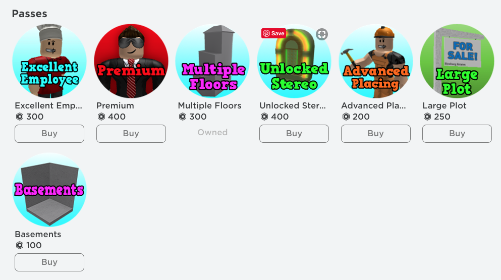 Gamepasses Fandom - roblox bloxburg excellent employee roblox free account in