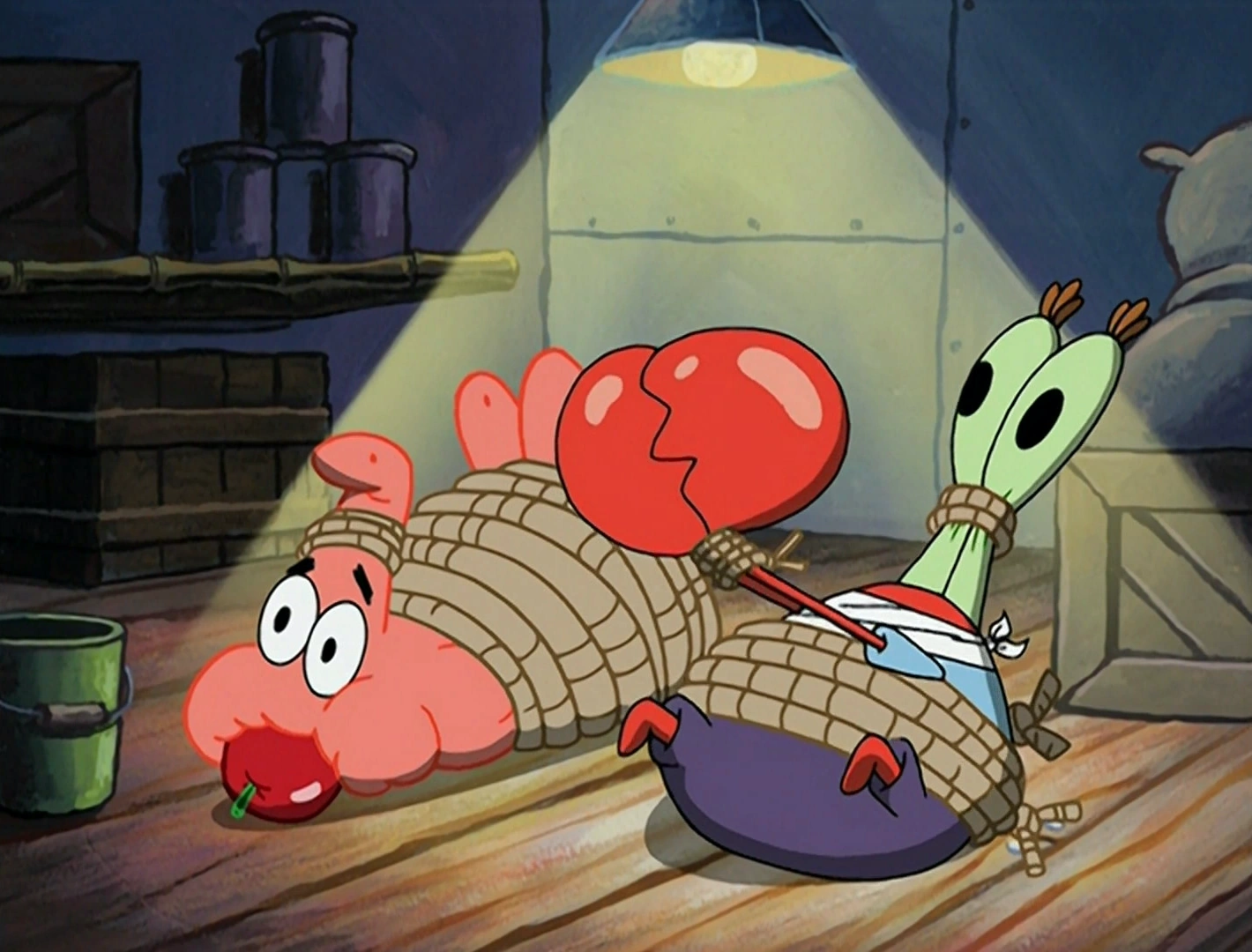 Why Mr. Krabs, and Patrick tied up and gagged? And who remember this