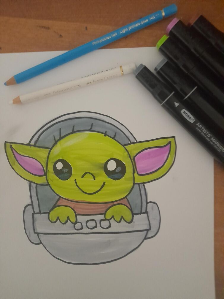 My drawing of Grogu/Baby Yoda with pod
