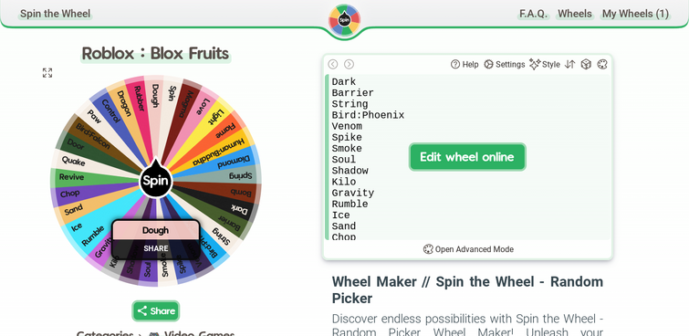 ROBLOX BLOX FRUITS: FRUITS  Spin the Wheel - Random Picker