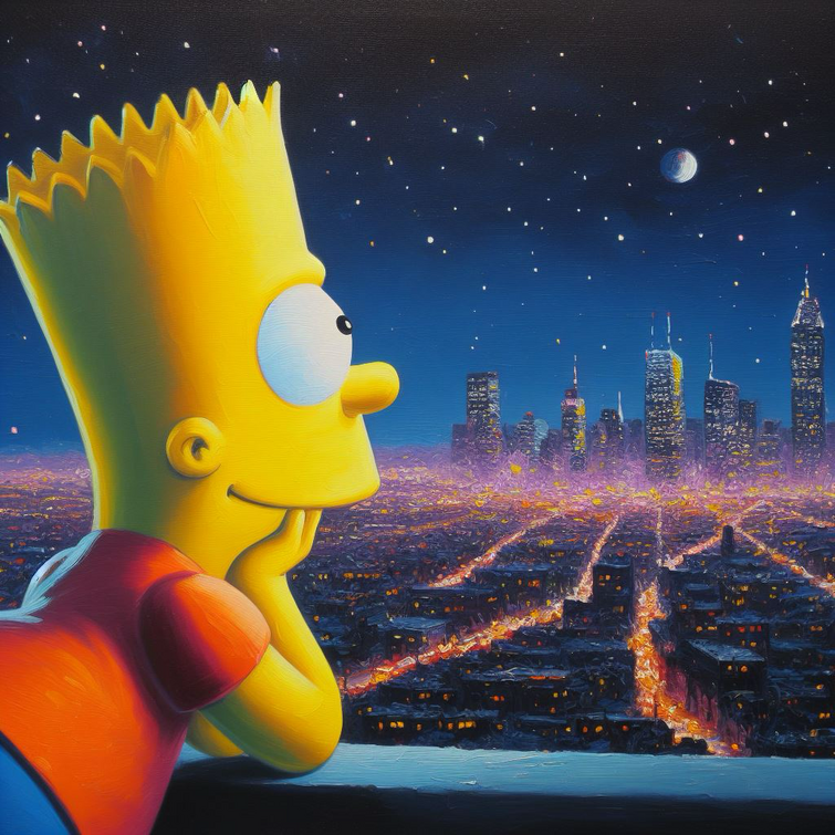 Bart Simpson Sad Watching the Sky · Creative Fabrica