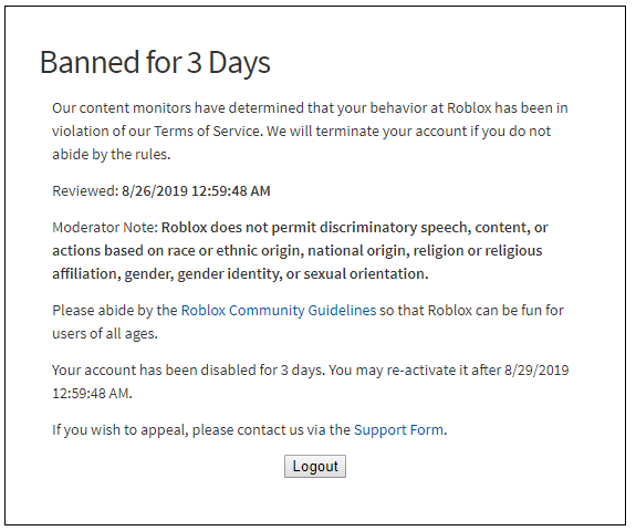 I Got Banned Fandom - i got banned from roblox for 3 days