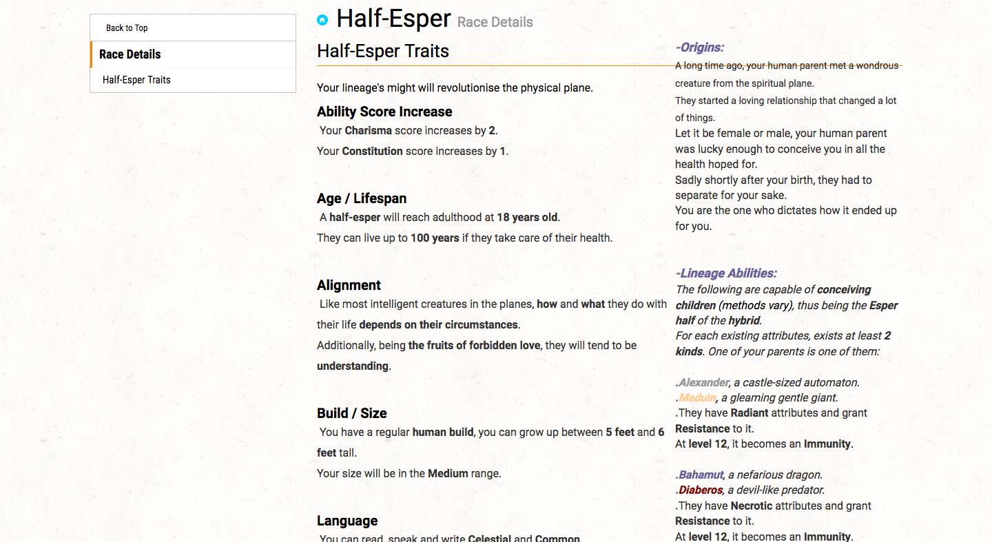 Race Description