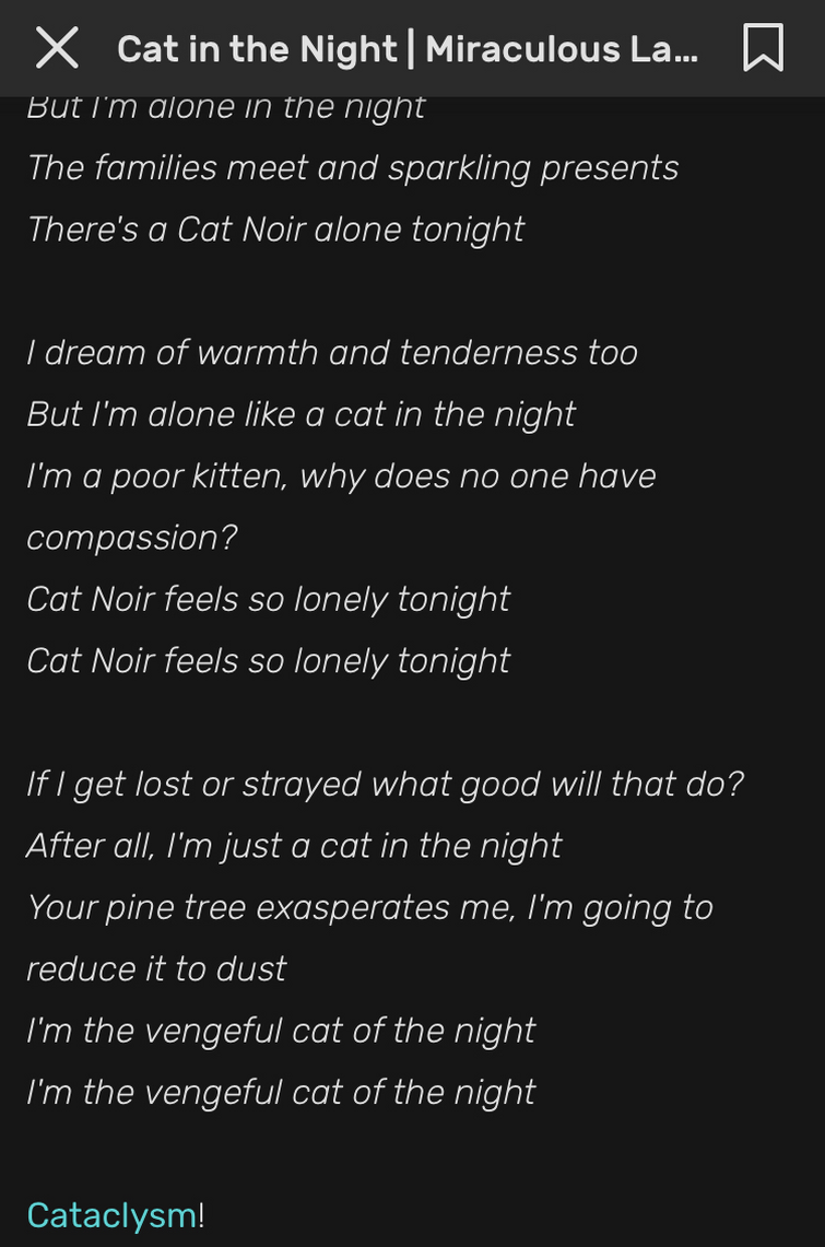 cat noir song lyrics｜TikTok Search