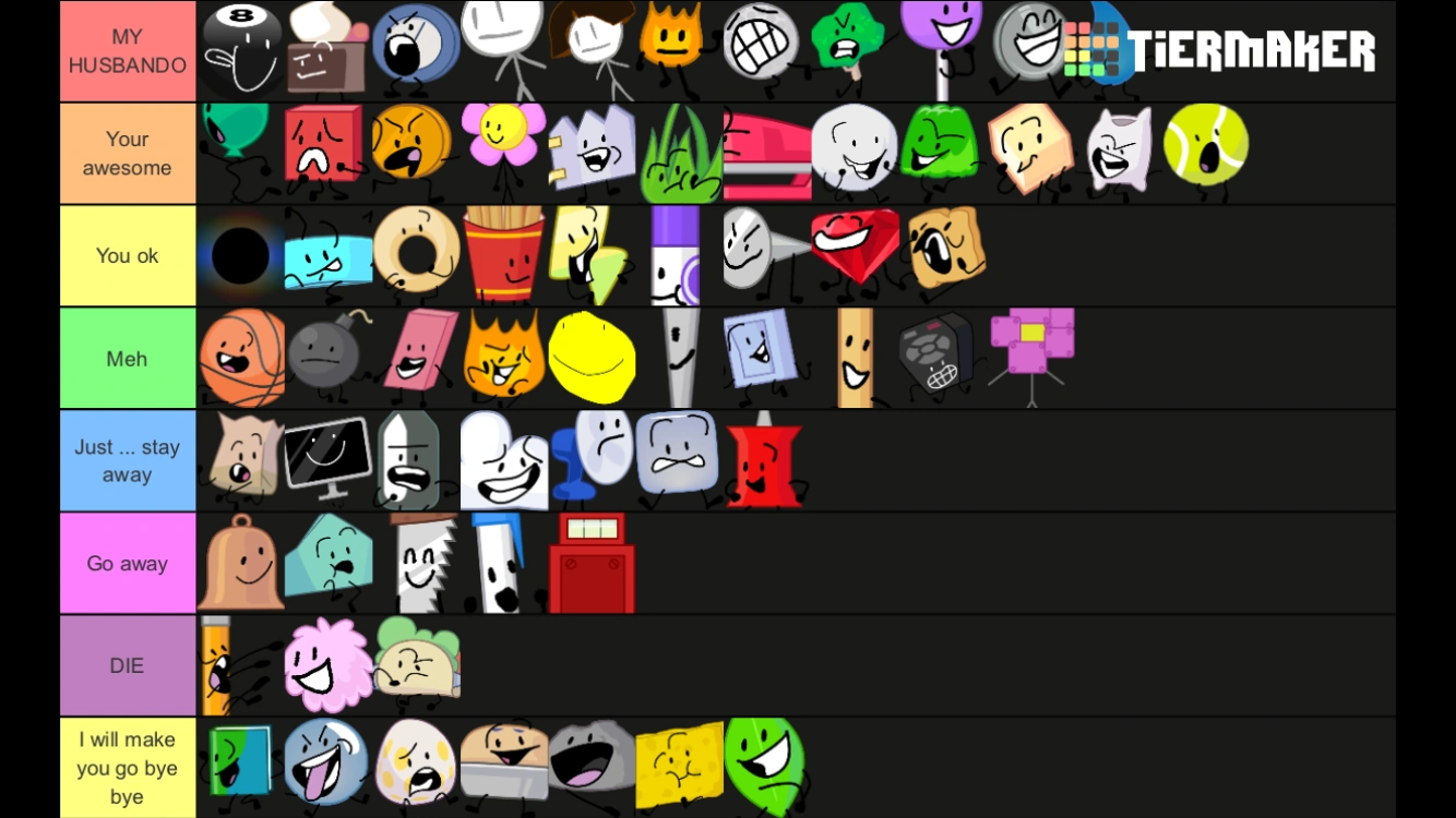 My BRB/EXIT teir list + bfb one Fandom