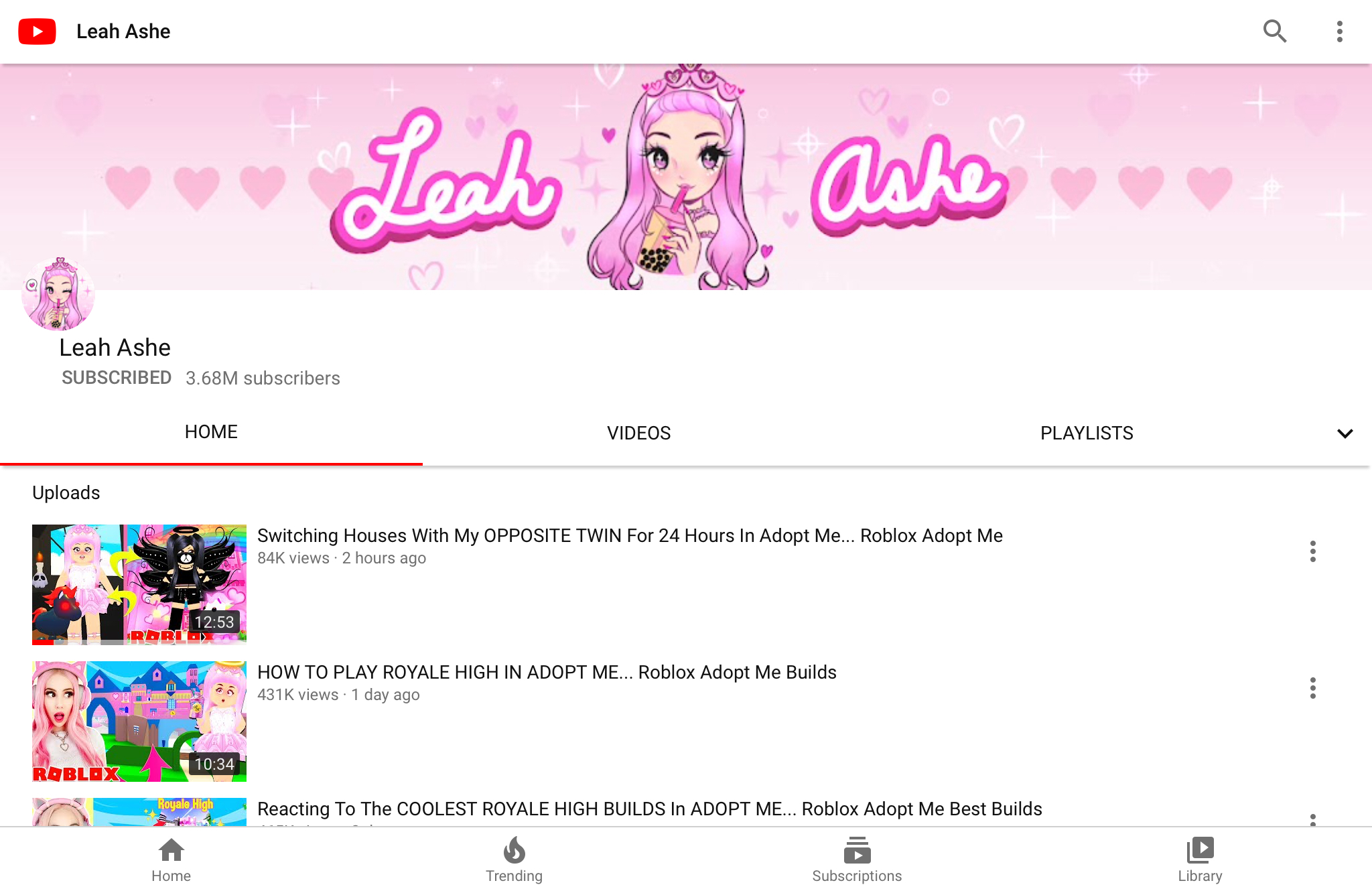 leah ashe roblox adopt me videos