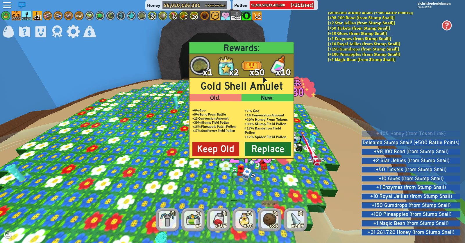 i defeated stump snail twice and got this amulet roblox