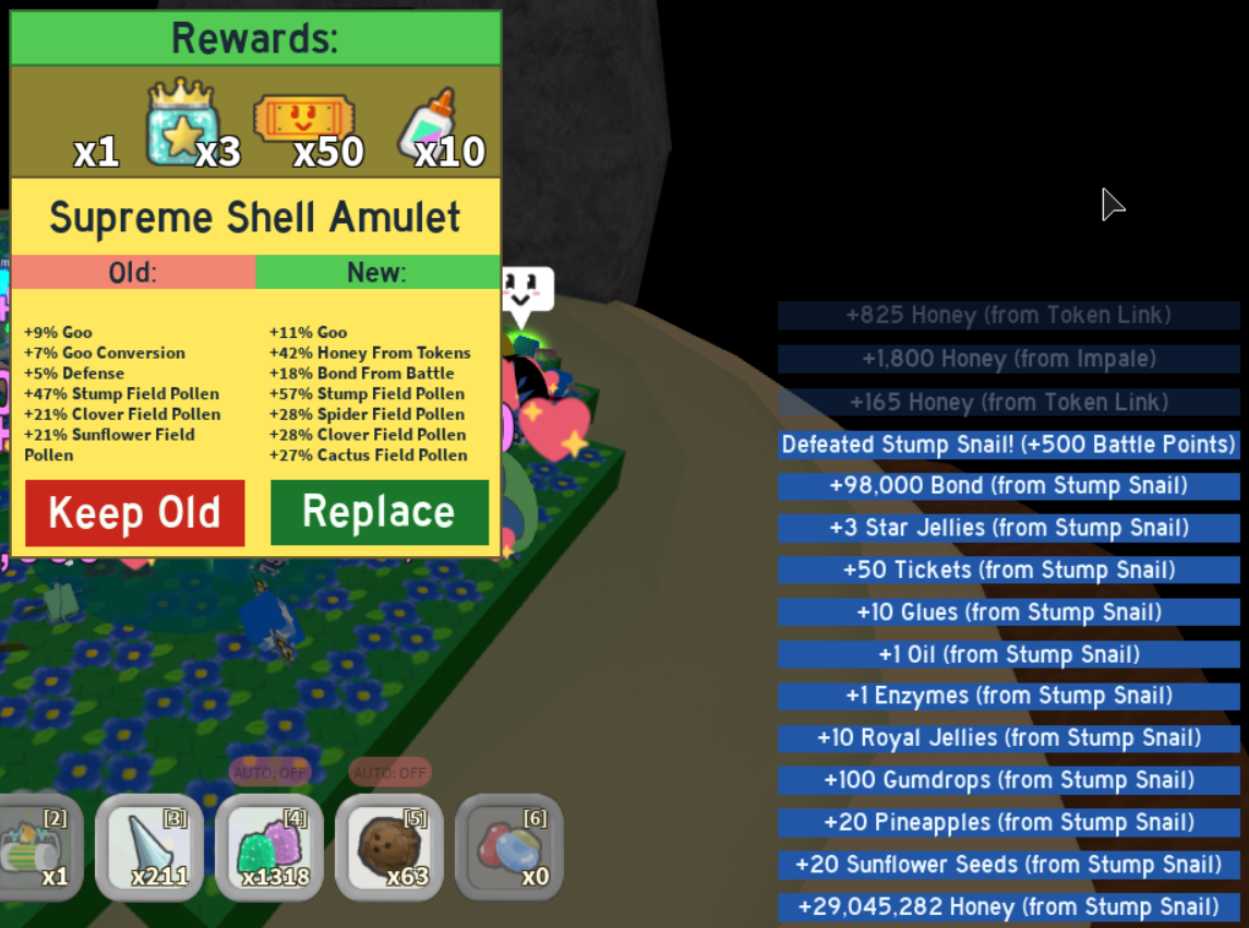 Roblox Bee Swarm Simulator Stump Snail Amulet