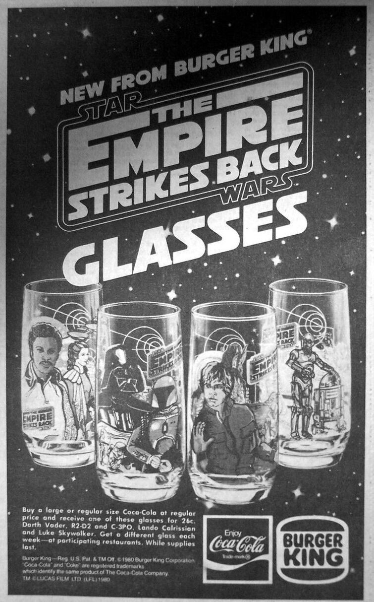 Star Wars R2-D2 & C-3PO Empire Strikes Back Vintage Glass