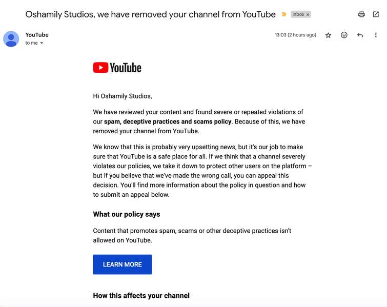 YouTube terminated my channel again | Fandom