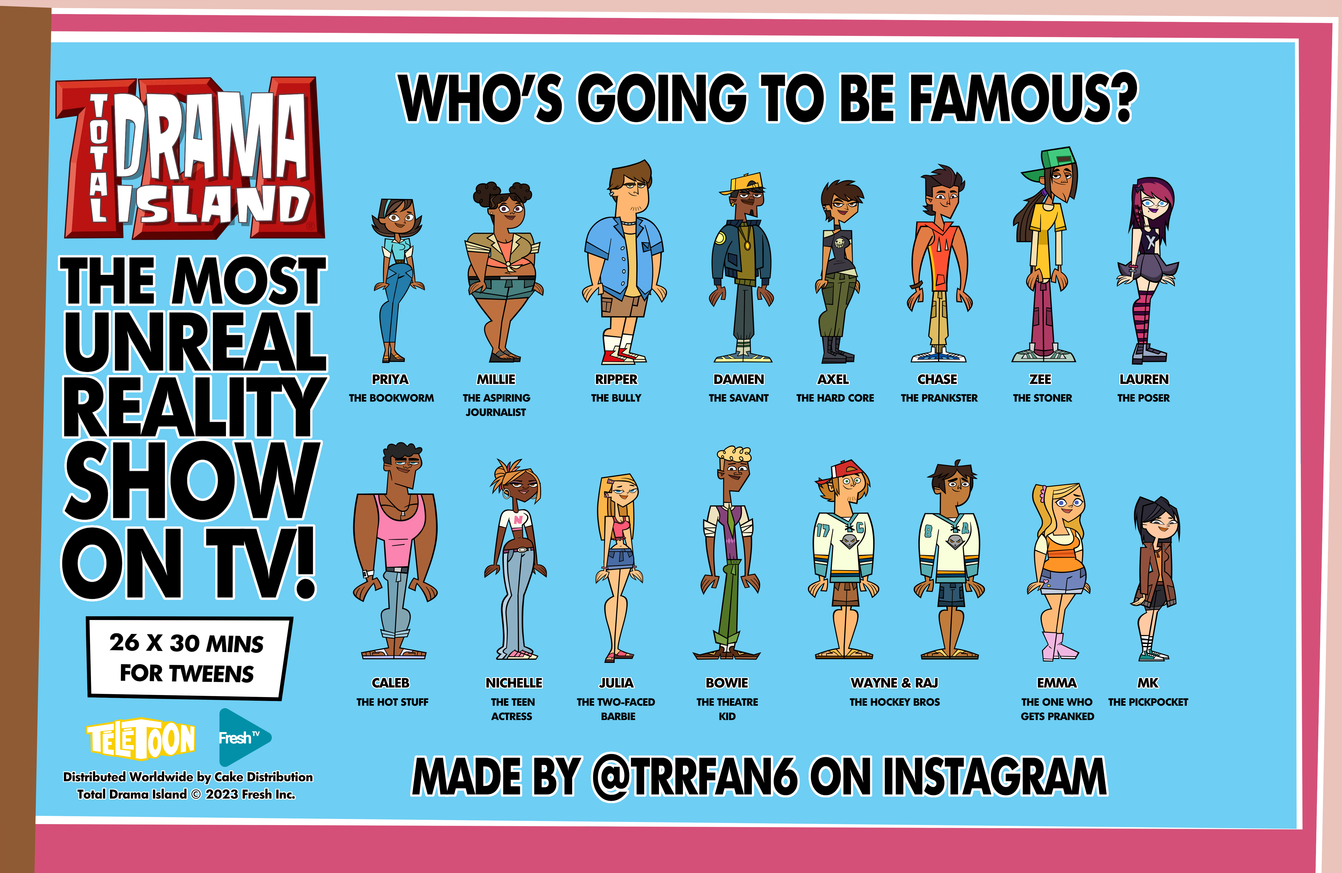 onyx on X: FULL VIEW OF THE NEW TOTAL DRAMA ISLAND CAST + THEIR NAMES 😳   / X