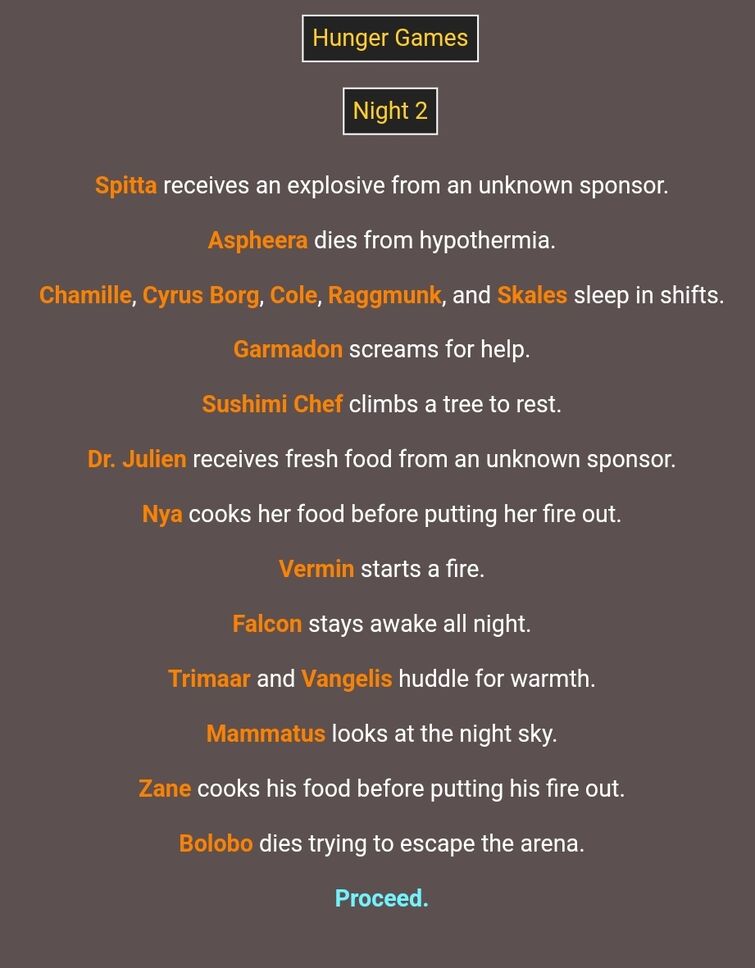 I'm making an au, and I'm using a hunger games simulator for it (I