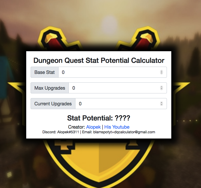 Dungeon Quest Wiki Calculator