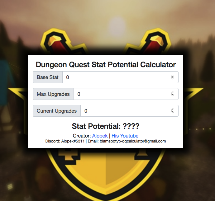 Dungeon Quest Calculator Roblox