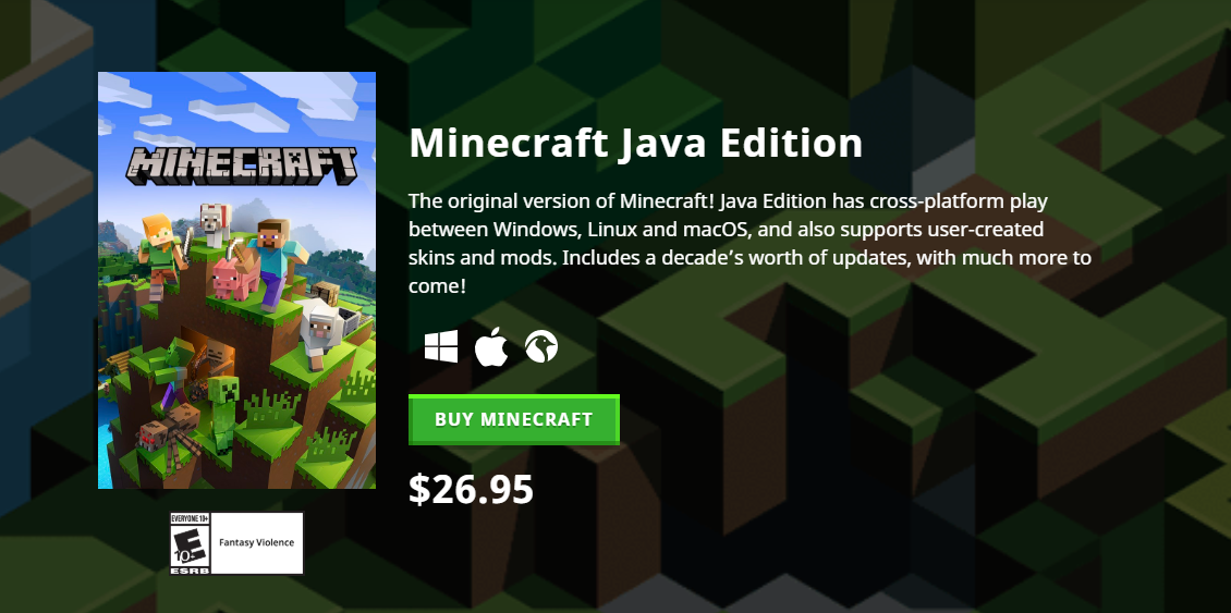 java minecraft price