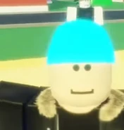 A Player using a neon-material item.