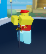 A user menacingly posing with their sword.