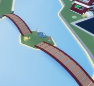 The bridge that connects the soccer field with the main part.