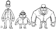 Unused concept art for alternate Mafia Goon designs.