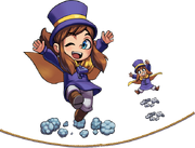 Artwork of Hat Kid jumping and double jumping on some ropes.