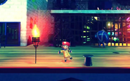 Hat Kid in her little raincoat.