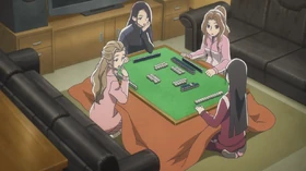 They play mahjong at the Kotatsu