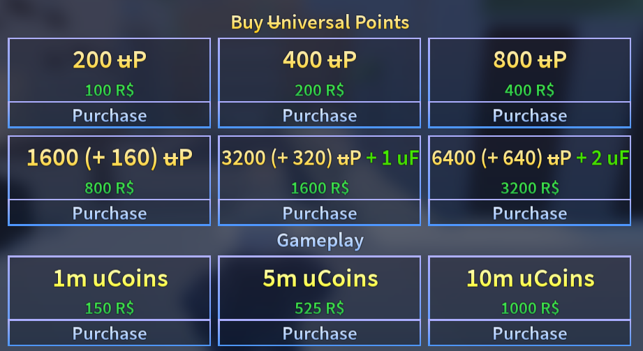 Gamepasses and Products | A Universal Time Roblox Wiki | Fandom