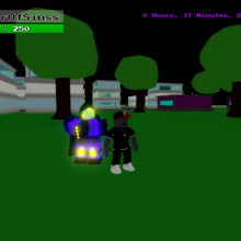 King Crimson Requiem A Universal Time Roblox Wiki Fandom Purple galaxy material's on it's cape and hood, neon glowing purple stripes, white mask with green eye's and a purple requiem arrow on the mask, fabric legs and neon glowing purple stripes on the legs, purple shoulder. king crimson requiem a universal time