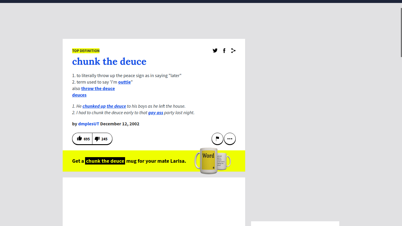 I know what chunk the deuce means!!! Fandom